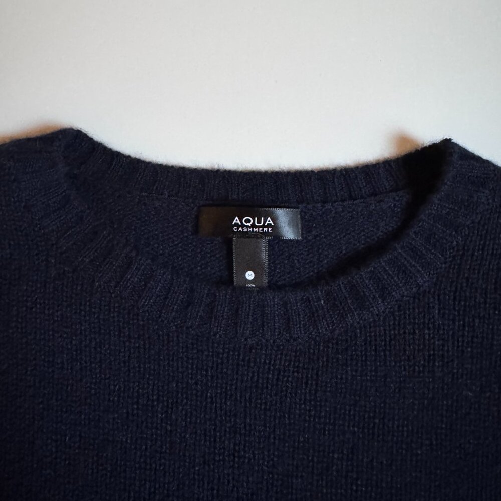 AQUA Cashmere Fringe Sweater – Navy – Size M - Picture 7 of 9